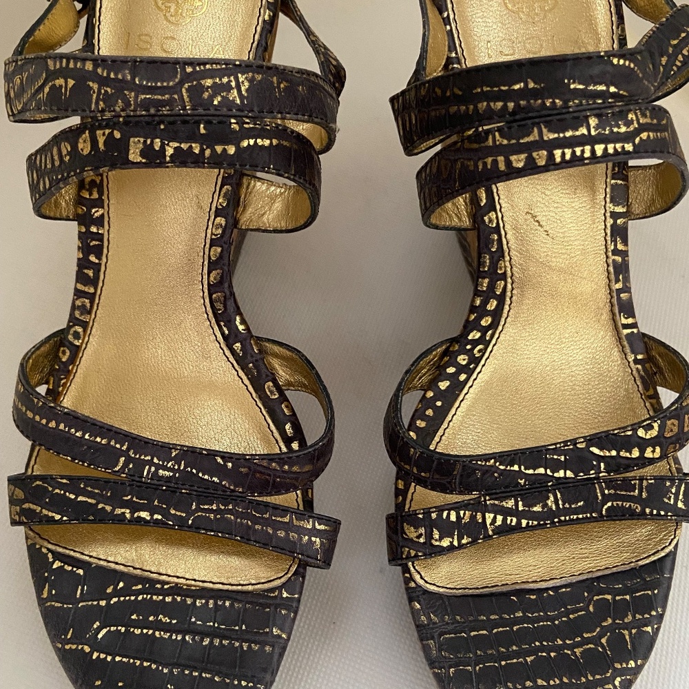 Isola Brown and Gold Cork Wedges